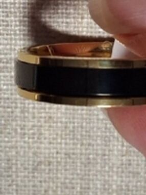 Gold and Black Men's Band Ring - Classic Two-Tone Design, size 12